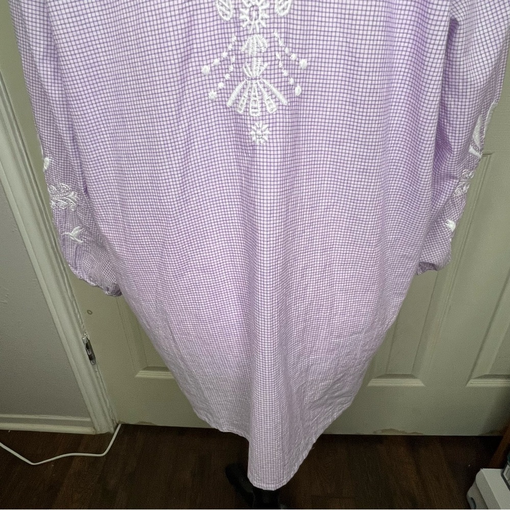 Johnny Was Workshop Orla Wander Purple/White Embroidered BLOUSE Bohemian Sz M - Picture 7 of 11